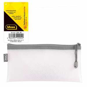 Reißverschlusstasche DL Idena Mesh weiß, Maße: 33 x 11,5 x 2 cm,