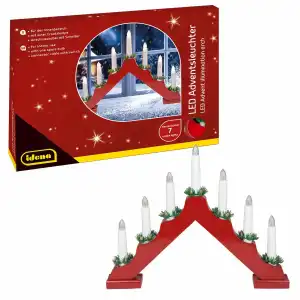 IDENA Idena LED Adventsleuchter rot 7 Kerzenlichter, 40x30cm