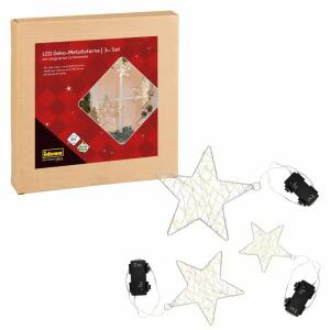 LED-Dekosterne 3er 12/18/24cm ww 6h Timer, 3er Set Sterne 2D