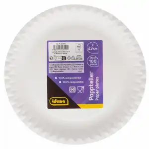 IDENA Idena Partyteller D23cm weiß 100er FSC-Mix, kompostierbar
