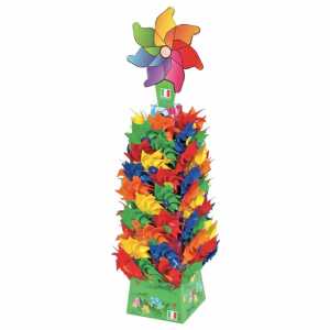 Windmühle D20x76cm bunt 5fach sortiert, auf Holzstab, D20 cm, H 76 cm