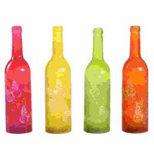 LED Glasflasche Torno D7,5x29cm 4fach sortiert, LED Deko Glasflasche