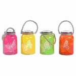 LED Windlichtglas Pelo D12x18cm 4fach sortiert, Outdoor LED