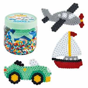 Bügelperlen Dose Fahrzeuge mit ca. 4.000 bunten Midi Bastelperlen