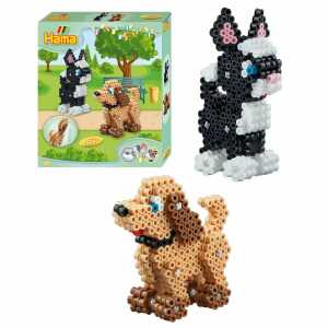 Kleines Geschenk-Set 3D Hund und Katze mit ca. 2.500 Midi Bügelperlen