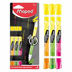 Textmarkeretui 3ST Fluo Duo sortiert MAPED M734127 / 1-5mm