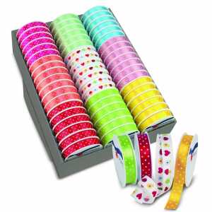 Seidenband Sweeties 15mmx3m farblig sortiert, Punkte auf Satin,