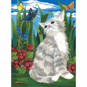 Malen nach Zahlen Junior 33x24cm Kätzchen, mit Schmetterling,