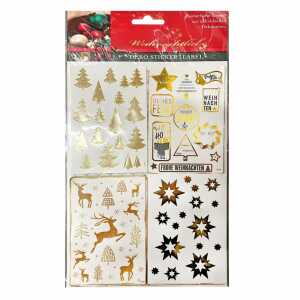Sticker Weihnachten gold 4 Karten, Gesamtgröße: BxH: 17x25 cm
