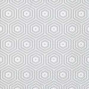 Servietten 33x33cm Geometric Hipster silver, silver/white, 20 Stück