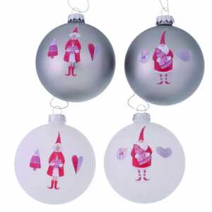 Weihnachtskugel Tilda 8cm 4er 4066076065073