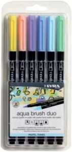 Pinselstifte Aqua Brush Duo Pastellfarben 6er, doppelseitiger Stift