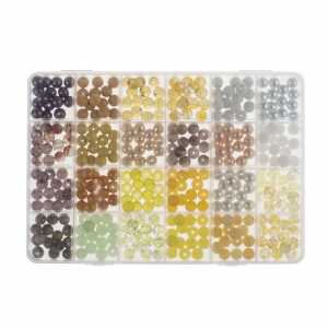 Glasperlen Schmuckset, in Aufbewahrungsbox, weiß und gelb sortiert,