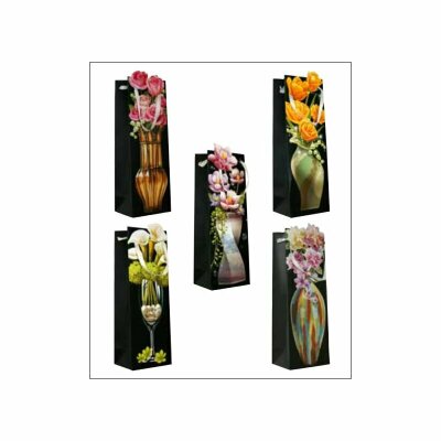 KOH Geschenktüte Flaschentüte " Frauen - Blumenmotiv " gestanzt / verschiedene Deign , sortiert