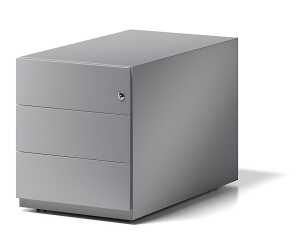 Rollcontainer Note mit Griffleiste, silber, 3 Universalschubladen