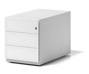 Rollcontainer Note mit Griffleiste verkehrsweiß, 3 Universalschubladen