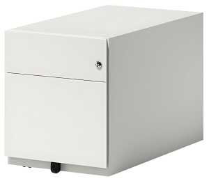 Rollcontainer Note mit Griffleiste, verkehrsweiß,