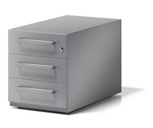 Rollcontainer Note mit Griff, silber, mit 3 Universalschubladen