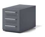 Rollcontainer Note mit Griff, anthrazitgrau, mit 3...