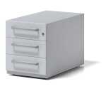 Rollcontainer Note mit Griff, lichtgrau, mit 3...