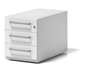 Rollcontainer Note mit Griff, verkehrsweiß, mit 3 Universalschubladen