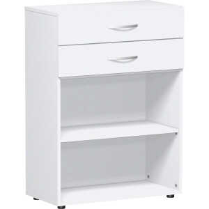 Regal 6 Ordnerhöhen m 2 Schüben u Standfüßen Weiß, 400 x 400 x 2163mm