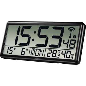 digitale Funkwanduhr Jumbo, schwarz, inkl. 4 AA Mignon Batterien