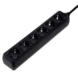 Steckdosenleiste, 6-fach, schwarz,