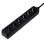 Steckdosenleiste, 6-fach, schwarz,