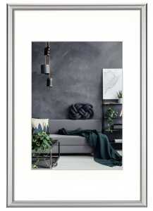Bilderrahmen Detroit, Alu, 50x70cm, silber, Polystyrolscheibe (1mm)