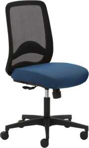 Drehstuhl myTRITON, niedriger Netzrücken, schwarz, Sitzpolster blau