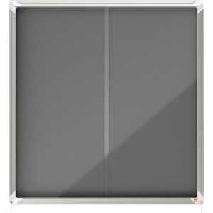 Schaukasten Premium Plus Filz, mit Schiebetür, 12xA4, grau
