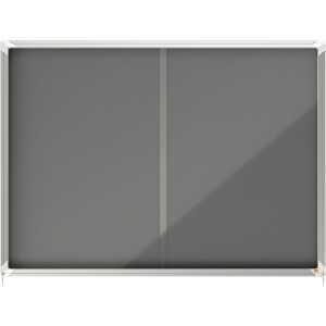 Schaukasten Premium Plus Filz, mit Schiebetür, 18xA4, grau