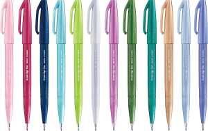 Pentel Kalligrafiestift Brush Sign Pen Set 12 St. Pastellfarben