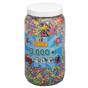 Hama Perlen 13.000 Stück Pastell-Mix, 10 verschiedene Pastellfarben,