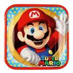 Pappteller Super Mario quadratisch 23x23cm 8er, Amscan