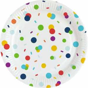 Pappteller Konfetti 23cm 8er, Confetti Birthday,, Amscan