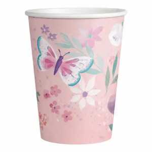 Pappbecher Flutter Butterfly 250ml 8er, Amscan