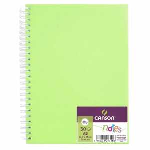 Skizzenbuch Notes A5 50 Blatt 120g grün, mit Spiralbindung,, CANSON