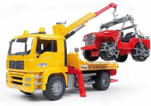 bruder Abschlepp-LKW MAN TGA und Geländewagen 1:16