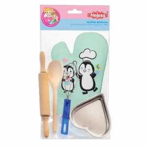 Heless Backset Pinguin 5teilig, je 1x Topfhandschuh mit Pinguin-Print