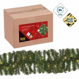 LED Tannengirlande 160er warmweiß Timer 10m, 15m, 8h Timer