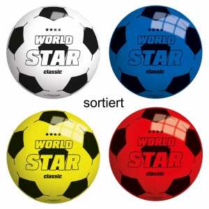 Ball World Star 13cm 13cm 3fach sortiert, weiß, blau, gelb,, 5"