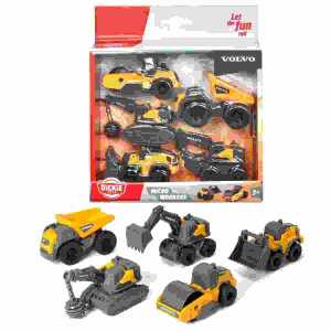 Micro Workers Volvo 9cm 5teilig, Baumaschinen mit Freilauf
