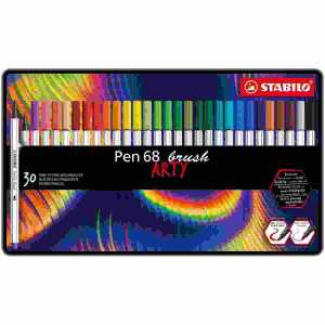 STABILO Pen 68 brush 30er Metalletui „ARTY" mit Hängelasche