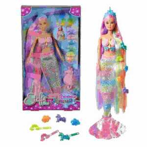 Steffi Love Rainbow Mermaid, 2 Regenbogen Meerjungfrau m bunten Haaren
