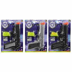 Kugelpistole mit Munition 3fach sortiert, mit 100 Kugeln, Länge: 21 cm