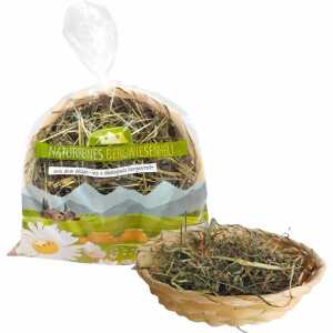 Bambuskorb gefüllt mit Bergwiesenheu natur, 20 x 8 cm, im Beutel