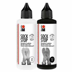 Sock Stop 2x 90ml schwarz und weiß, weiche, gummiartige Textilfarbe,