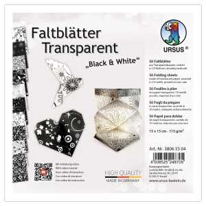 Faltblätter Transparent Black & White 15x15cm, 50 Blätter 10 Motive